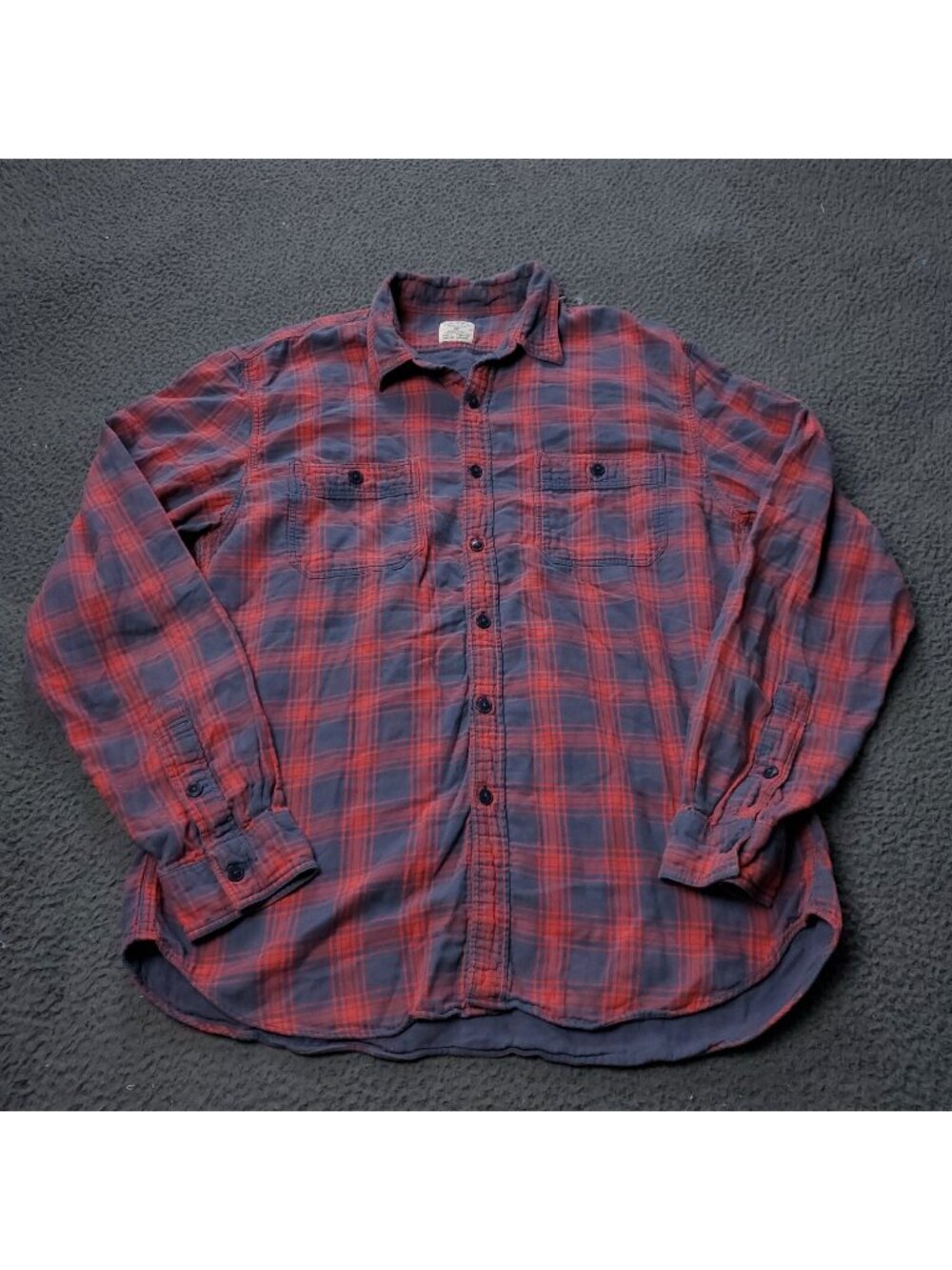 J. Crew Work Shirt Mens L Large Plaid Button Cotton Long Sleeve Red Flannel
